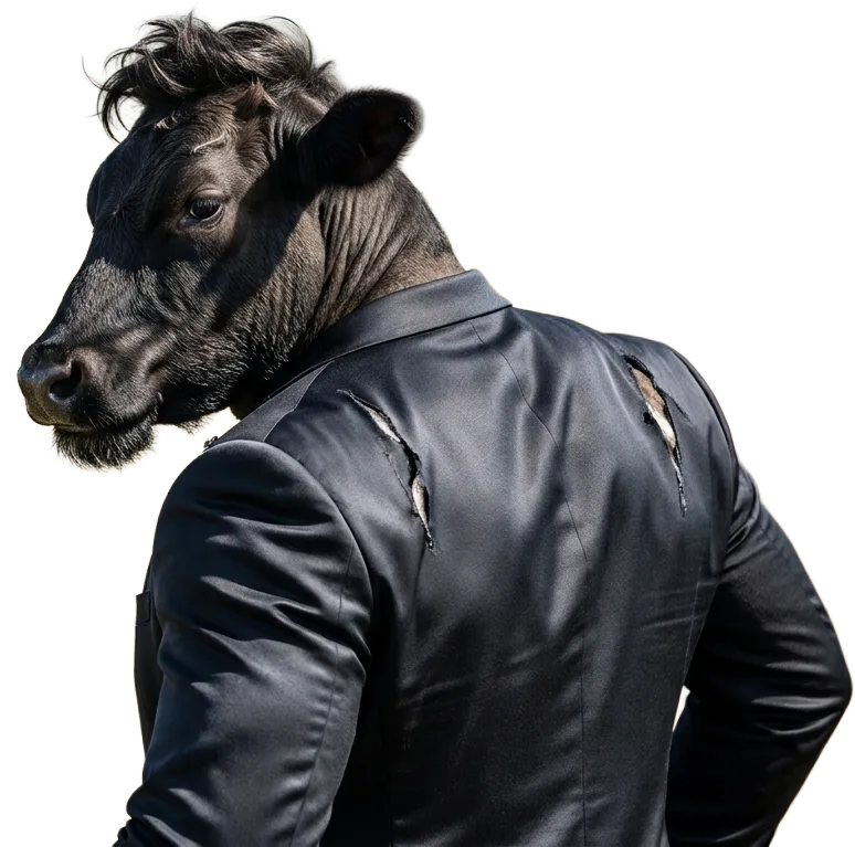 Beef, the Beefed Up bull mascot, wearing a leather jacket
